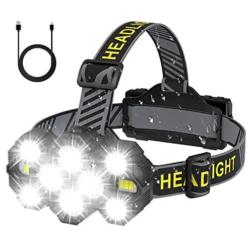 Victoper Headlamp Rechargeable, 22000 Lumens Super Bright 10 Leds Head Lamp, 8+2 Modes Head Light With Red Light For Adult, Waterproof Head Flashlight For Outdoor Running, Hunting, Camping, Hiking 1