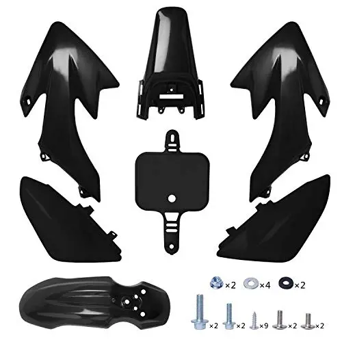 Podoy Crf50 Body Fender Kit For Compatible With Xr50 Xr 50 Crf 50 Sdg Ssr Pit Dirt Motor Trail Bike Black With Bolt Work Fairing Plastic (Black) 1