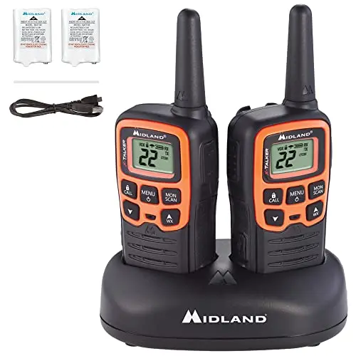Midland - X-Talker T51vp3, 22 Channel Frs Two-Way Radio - Extended Range Walkie Talkies, 38 Privacy Codes, Noaa Weather Alert (Pair Pack) (Black/Orange) 1