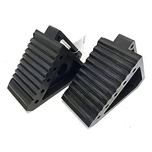 Maxxhaul 70472 Solid Rubber Heavy Duty Black Wheel Chock 2-Pack, 8" X 4" X 6" 1