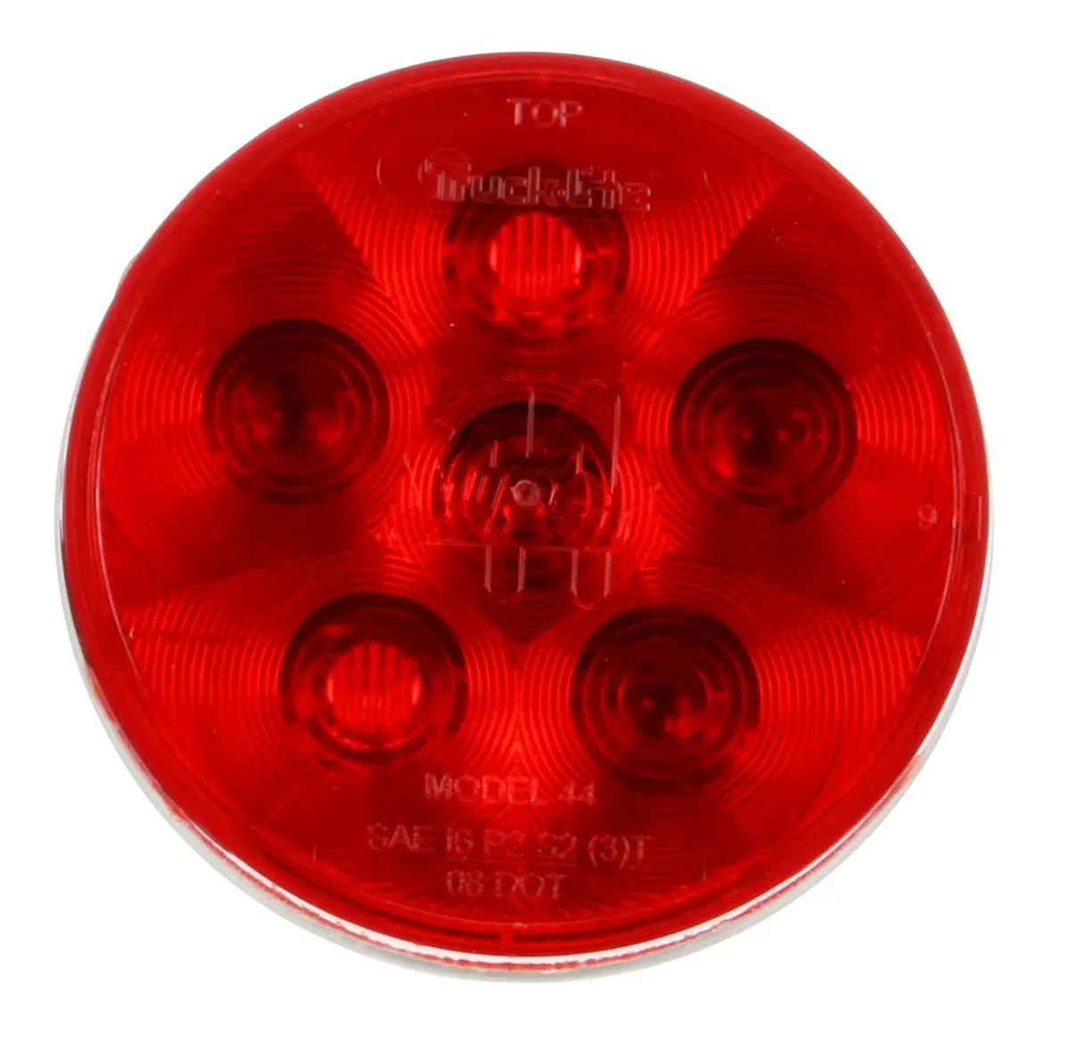 Super 44 Red 4" Round Stop/Turn/Tail Light, Fit 'N Forget S.S. & Grommet Mount | Truck-Lite 44302R3 1