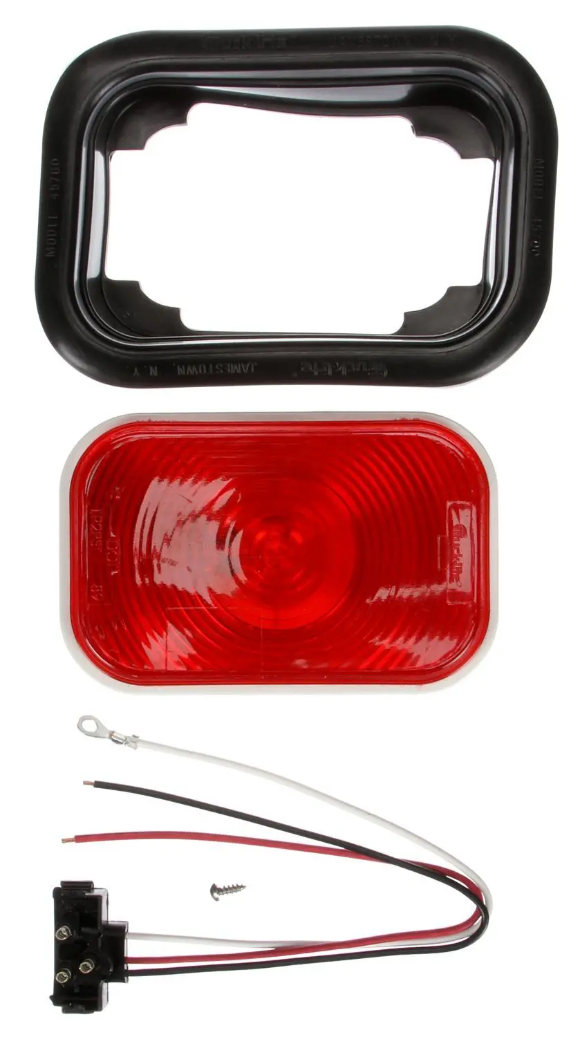 Super 45 Red Incandescent 3"X5" Rectangular Stop/Turn/Tail Light Kit, Grommet Mount | Truck-Lite 45002R 1