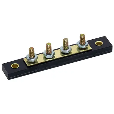 4P Solid Brass Bus Bar Stud Terminal Block | Cole Hersee 46206-04Bx 1