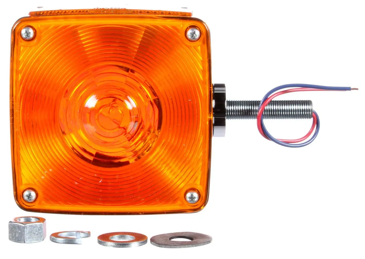 Signal Stat Red/Yellow Square Incandescent Pedestal Light, Stripped End & 1 Stud Mount | Truck-Lite 4801 1