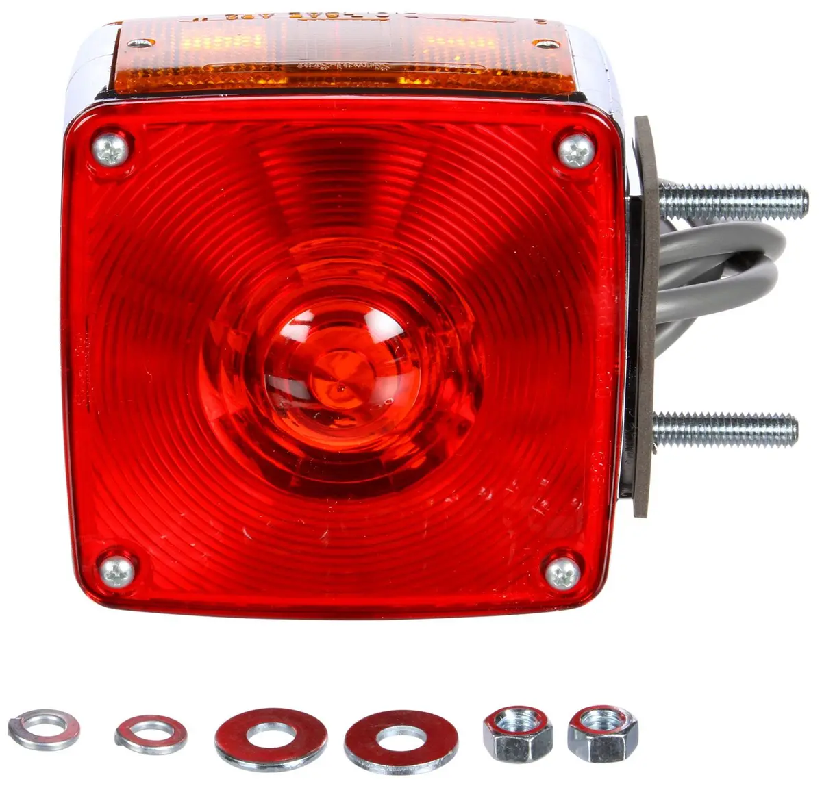 Signal-Stat Red/Yellow Incandescent 4" Square Pedestal Light For Vertical Mount, 2 Stud Mount | Truck-Lite 4805Ay117 1