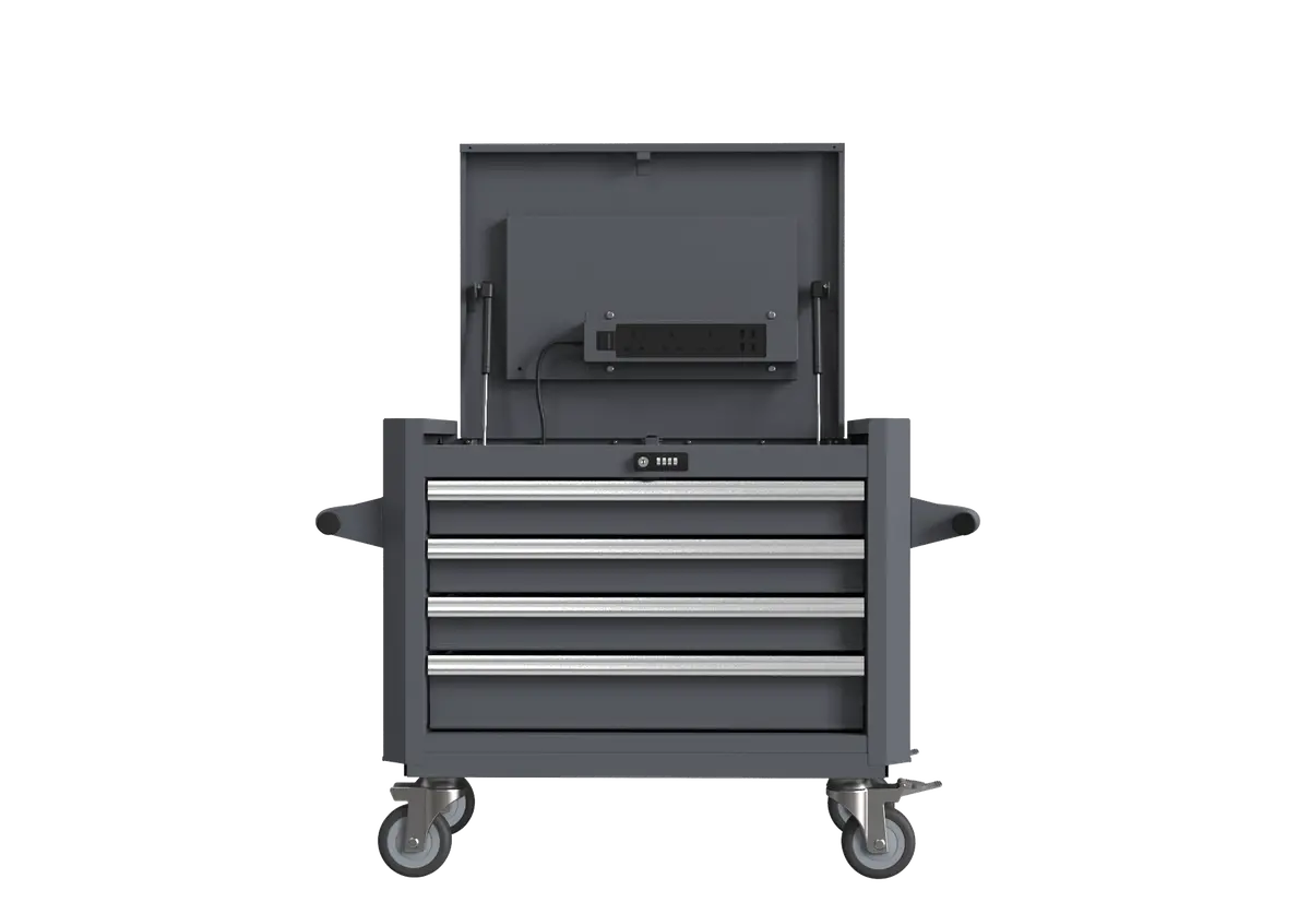 4-Drawer Digit Lock Top Chest With Power Plug & Wheels 1