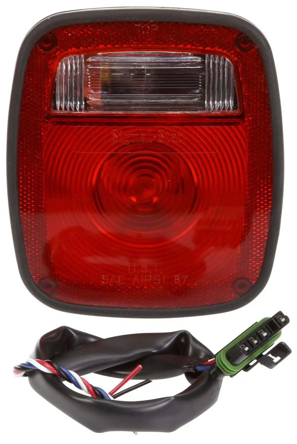 Signal-Stat Red/Clear Incandescent Left Hand Combo Box Light, 3 Stud Mount | Truck-Lite 5013K 1