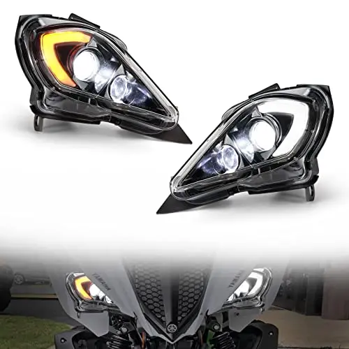 A & Utv Pro Led Headlights Assembly Kit For 2006-2022 Yamaha Yfz 450 Yfz450r Yfz450x Wolverine 450 350, Raptor 250 350 Raptor 700 Accessories,Led Head Lamp High-Low Beam Turn Signal Drl Lights 1
