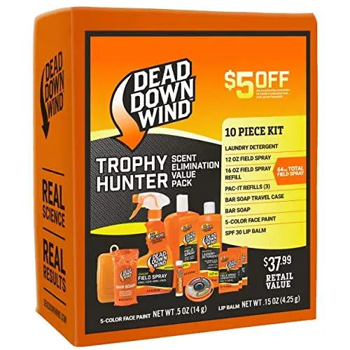 Dead Down Wind Trophy Hunter Kit | 10 Piece | Laundry Detergent, Bar Soap, Field Spray For Odor, Lip Balm | Hunting Accessories And Gear Value Pack 1