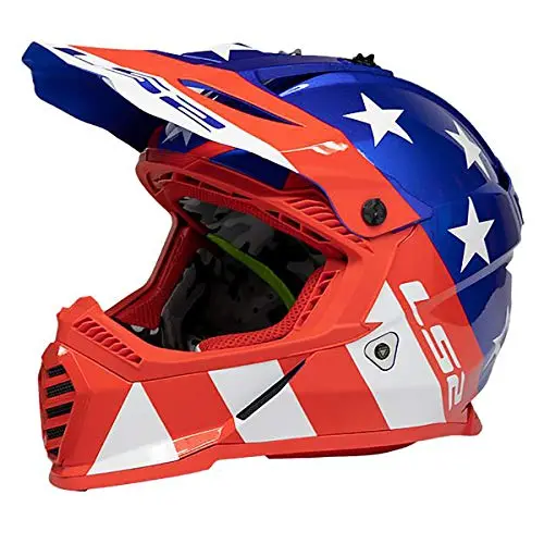 Ls2 Helmets Gate Stripes Full Face Helmet (Red/Gloss White/Blue - X-Large) 1