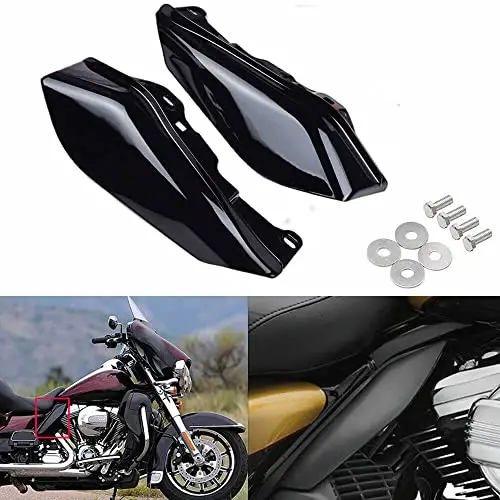 Black Mid Frame Air Heat Deflectors Trim Left Right Set Compatible For Harley Touring And Trike Models 2009-2016 (Black) 1