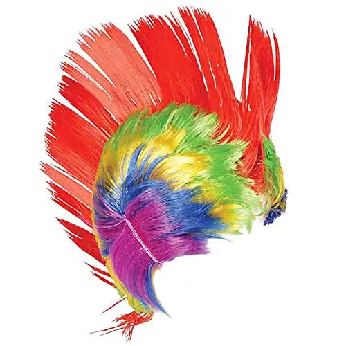 Rainbow Clown Wig, Dress-Up Accessory, Pretend Play, Party Favor (Rainbow Mohawk Wig) 2
