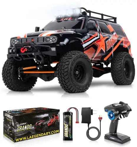 Laegendary Rc Crawler - 4X4 Offroad Crawler Remote Control Truck For Adults - Rc Car, Rc Rock Crawler, Fast Speed, Electric, Hobby Grade Car - 1:10 Scale, Brushed, Red - Orange 1