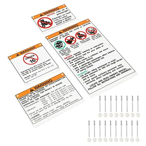 For Yamaha Stickers Warning Decals Labels With Bolts Kit Aluminum Backing Plates Atv Accessories Parts Fit For Banshe,Yfz450r Efi, Raptor 700, Raptor 660, Yfz450 Carb Model, Warrior 350, Blaster 200 2