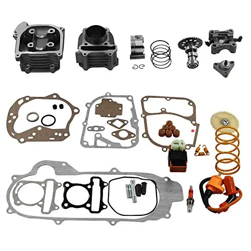 Gy6 Cylinder Rebuild Kits Kymlaa 100Cc Big Bore Kit For 69Mm Valve 49Cc 50Cc 139Qmb Moped Scooter Engine 50Mm Bore Upgrade Set With 6Pin Racing Cdi Ignition Coil Performance Spark Plug Clutch Spring 1