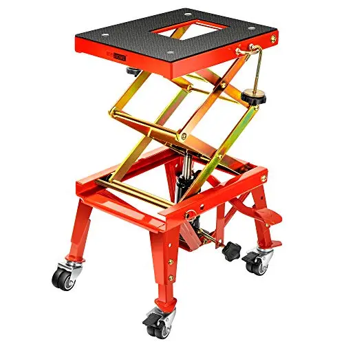 Vivohome 350 Lbs Heavy Duty Hydraulic Motorcycle Lift Table Foot Operated Atv Dirt Bike Scissor Jack Stand With 4 Wheels 1