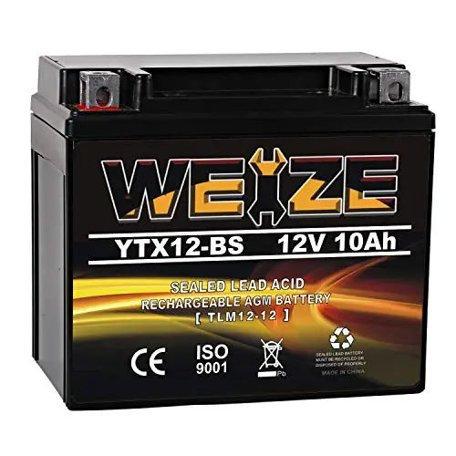 Weize Ytx12-Bs Motorcycle Battery High Performance - Maintenance Free - Sealed Ytx12 Bs Agm Rechargeable Atv Batteries Compatible With Honda Kawasaki Suzuki 1
