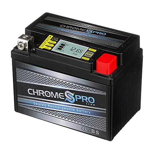 Chrome Pro Ytx4l-Bs Igel Maintenance Free Replacement Battery With Digital Display For Atv, Motorcycle, And Scooter: 12 Vlts.4 Amps, 3.2Ah, Nut And Bolt (T3) Terminal 1