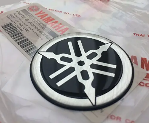 45Mm Diameter Yamaha Tuning Fork Decal Sticker Emblem Logo Black / Silver Raised Domed Gel Resin Self Adhesive Motorcycle / Jet Ski / Atv / Snowmobile 1