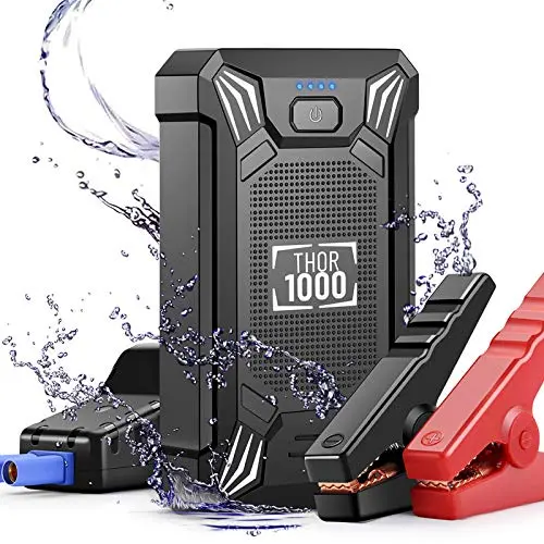 Car Battery Jump Starter Portable - 600A Peak Waterproof 12V Portable Battery Booster Pack (Up To 4.0L Gas Or 2.0L Diesel Engine) Safe Auto Power Bank With Usb Port, Smart Clamps & Led Flashlight 1