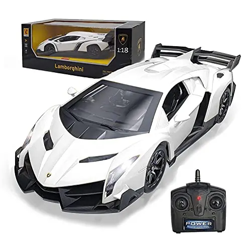 Guokai Remote Control Rc Cars Racing Car 1:18 Licensed Toy Rc Car Compatible With Lamborghini Veneno Model Vehicle For Boys 6,7,8 Years Old, White 1