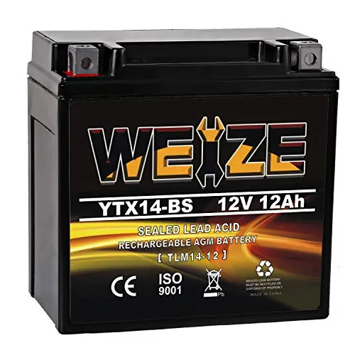 Weize Ytx14 Bs Atv Battery High Performance - Maintenance Free - Sealed Agm Ytx14-Bs Motorcycle Battery Compatible With Honda Suzuki Kawasaki Yamaha Scooter Snowmobile 1