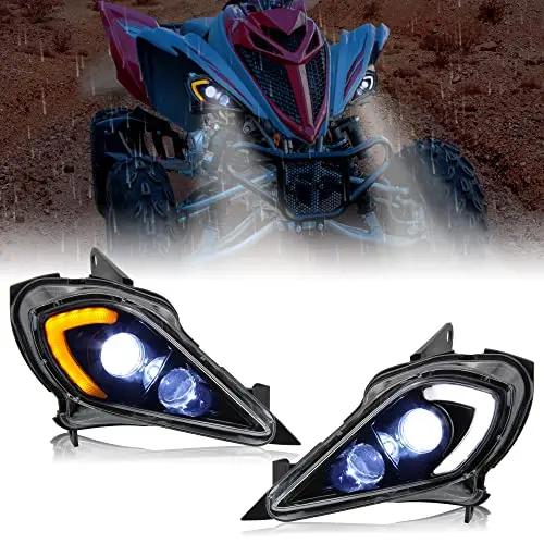 Sautvs Led Headlights High Low Beam Head Lights Front Lamps Drl Turn Signal Light For Yamaha Yfz 450 Yfz450r Yfz450x Wolverine 450 350 Raptor 250 350 Raptor 700 2006-2022 Accessories (2Pcs) 1