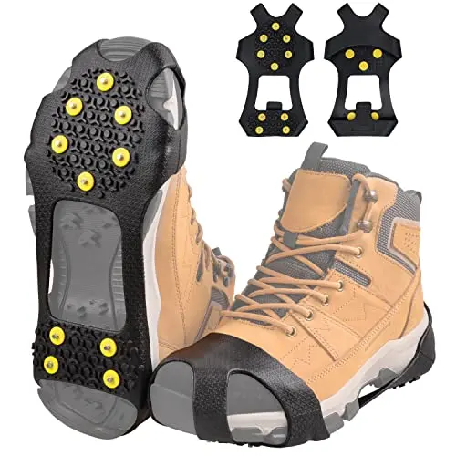 Ice Snow Traction Cleats Crampons Anti-Slip Snow Shoes Cleats For Boots Shoes Winter Walking On Snow And Ice Overshoe Slip-On Stretch Footwear For Men Women 1