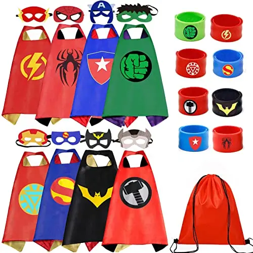 Karazzo Superhero Capes Set And Wristbands Kids Costumes Halloween Christmas Cosplay Dress Up Gift For Boys Girls(8Pcs) 1