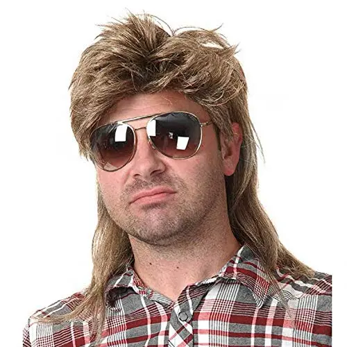 Kaneles Mullet Wigs For Men 80S Costumes Fancy Party Accessory Cosplay Wig (Light Brown) 1
