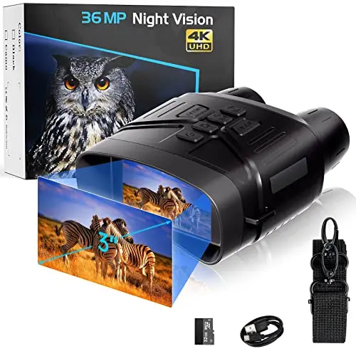 Night Vision Binoculars, 4K Portable Night Vision Goggles Military Tactical, 3'' Large Screen Binoculars For Adults With Anti-Shake Motion Detection & Rechargeable Lithium Battery 1