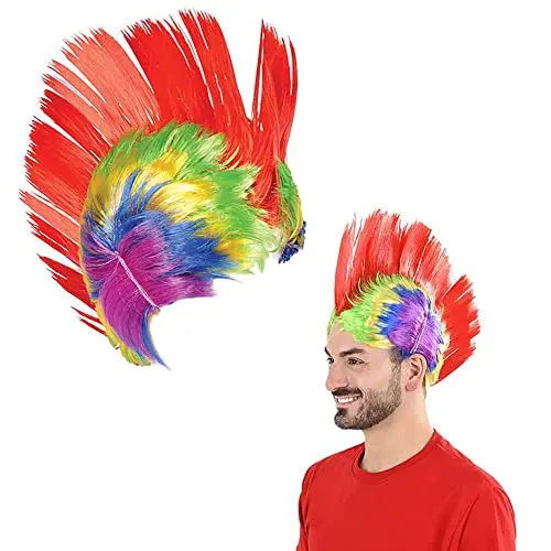 Rainbow Clown Wig, Dress-Up Accessory, Pretend Play, Party Favor (Rainbow Mohawk Wig) 1