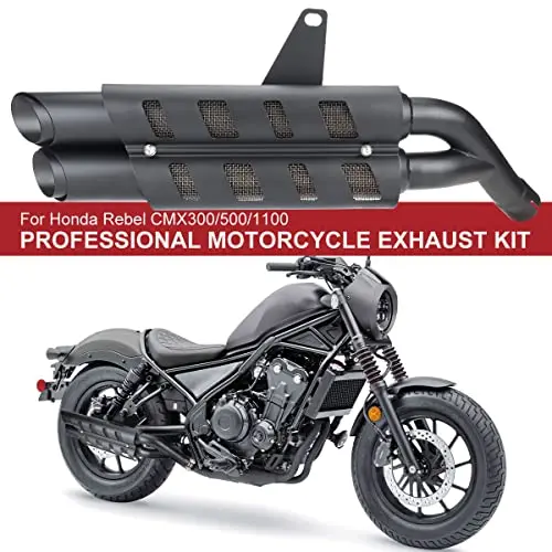 Motorcycle Exhaust Slip-On Muffler Pipe Tube With Heat Shield Cover Kit For Cmx 300 Cmx 500 Rebel 2017-2021 Black 2