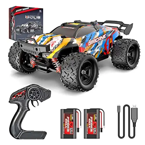 Phoupho Remote Control Car 1:18 Scale 45Km/H 4Wd Rc Car, Waterproof Drift Off-Road New Hp Brush Motor With Two Rechargeable Batteries, Hobbyist Grade For Adults, Toy Gift For Boys Girls And Adults 1