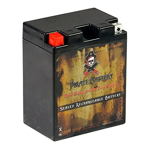 Pirate Battery Yb14a-A2 Conventional Replacement Battery For Atv, Motorcycle, Personal Watercraft, And Snowmobile: 12 Volts, 1.4 Amps, 14Ah, Nut And Bolt (T3) Terminal 1