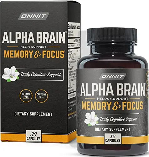 Onnit Alpha Brain Premium Nootropic Brain Supplement, 30 Count, For Men & Women - Caffeine-Free Focus Capsules For Concentration, Brain & Memory Support - Brain Booster Cat's Claw, Bacopa, Oat Straw 1
