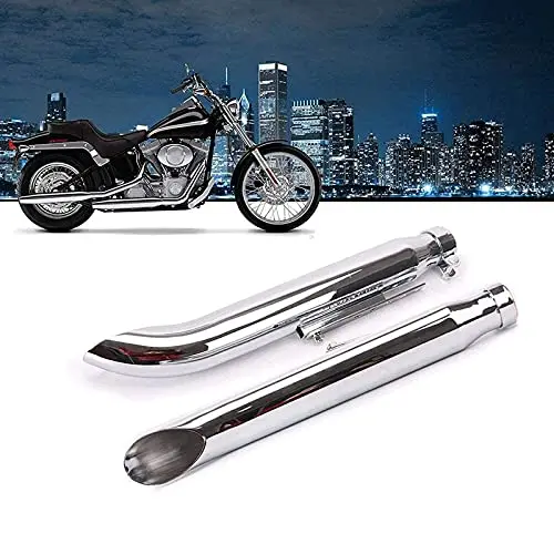 Pacewalker Chrome 1 Pair Motorcycles Slash Cut Exhaust Muffler Pipe For 1-3/8", 1-1/2", 1-5/8" And 1-3/4" Chopper Cafe Racer Loud For Suzuki 650(Silver) 1