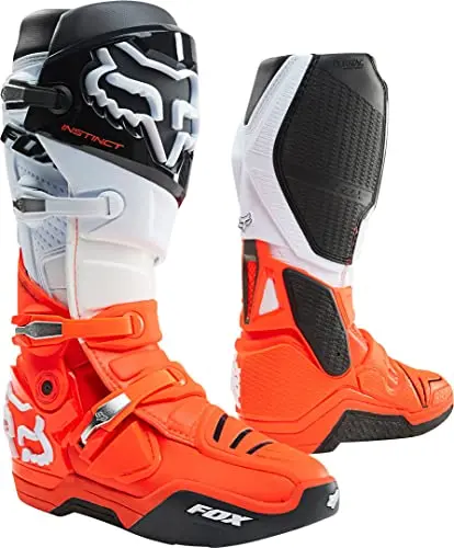 Fox Racing Mens Instinct Motocross Boot,Black/White/Orange,10 1
