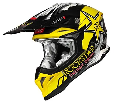 Just 1 J39 Reactor Thermoplastic Resin External Shell Mx Off-Road Motocross Motorcycle Helmet (Reactor Rockstar Energy, Large) 1