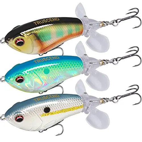 Truscend Top Water Fishing Lures With Bkk Hooks, Whopper For Freshwater Or Saltwater, Floating Lure Bass Catfish Pike, Wobble Surface Bait Teasers Gifts Men 1