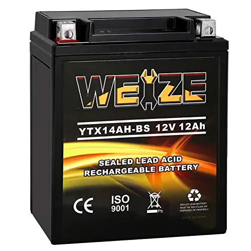 Weize Ytx14ah-Bs High Performance - Maintenance Free-Sealed Agm Atv Motorcycle Battery For Polaris Sportsman 570 Trail Blazer 250 Ranger 400 500 Suzuki King Quad 300 Quadrunner 250 1
