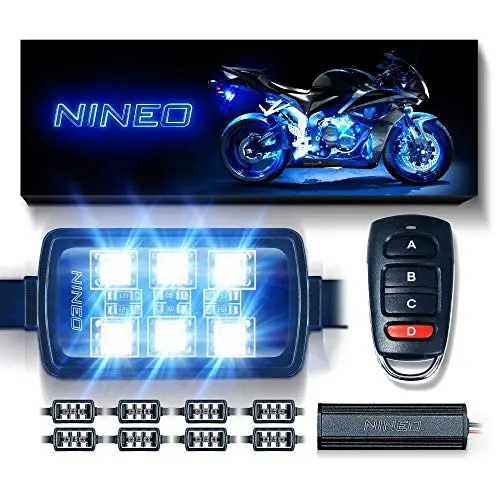 Nineo 8 Pcs Motorcycle Rgb Led Strip Lights , Multi-Color Neon W/Smart Remote Controller| Compatible With Carts Trikes Cruiser Scooter Atvs Utvs 1