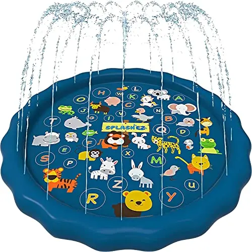 Splashez 3-In-1 Splash Pad, Sprinkler For Kids And Baby Pool For Learning – Toddler Sprinkler Pool, 60’’ Outside Water Toys – “From A To Z” Outdoor Play Mat For Babies & Toddlers 1