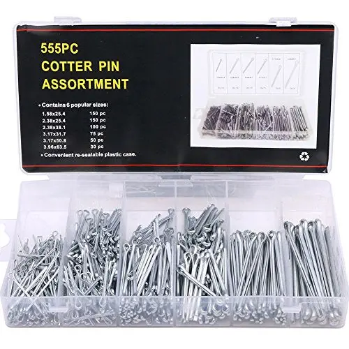 Glarks 555Pcs Heavy Duty Zinc Plated Cotter Pin Assortment Kit 1
