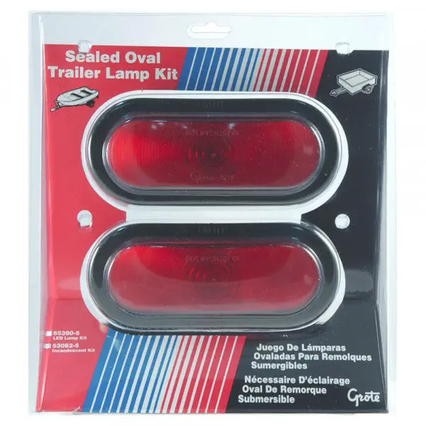6" Oval Red Trailer Stop/Turn/Tail Submersible Lighting Kit | Grote 53082-5 1