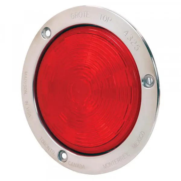Red 4" Nexgen Led Stop Tail Turn Light, Stainless Steel Flange, Male Pin | Grote 54492 1