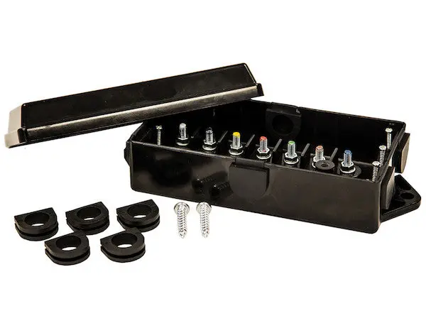 Abs Electrical Junction Box With 7 Color Coded Terminals | Buyers Products 5601101 1