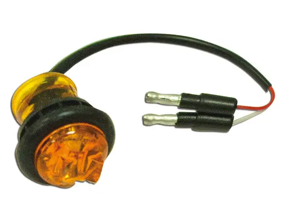 .75 Inch Round Marker Clearance Lights - 1 Led Amber With Male Bullets | Buyers Products 5627521 1