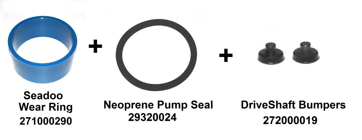 Seadoo Wear Ring 271000290 + 293200024 Neoprene Seal + 272000019 Driveshaft Bumpers 1