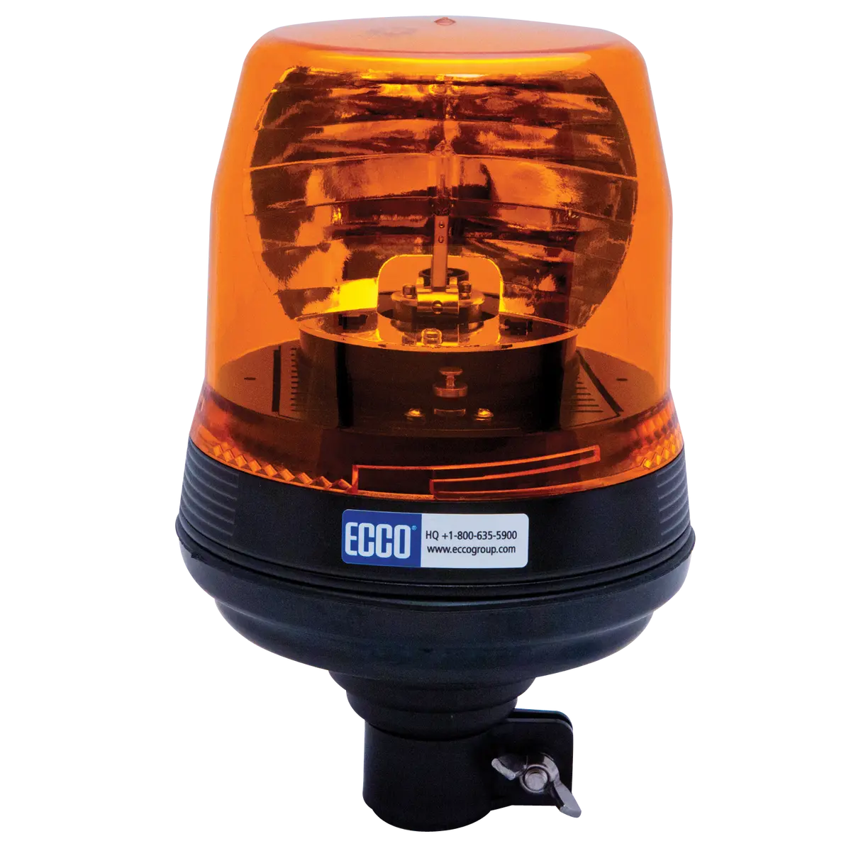Low Profile Amber Rotating Led Beacon Light, Din Pole Mount | Ecco 5810A 1